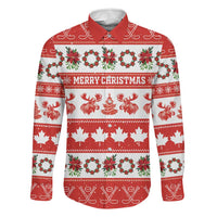 Personalised Canada Christmas Family Matching Mermaid Dress and Hawaiian Shirt Canadian Moose Maple Leaf Seamless Style - Wonder Print Shop
