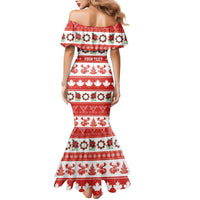 Personalised Canada Christmas Family Matching Mermaid Dress and Hawaiian Shirt Canadian Moose Maple Leaf Seamless Style - Wonder Print Shop