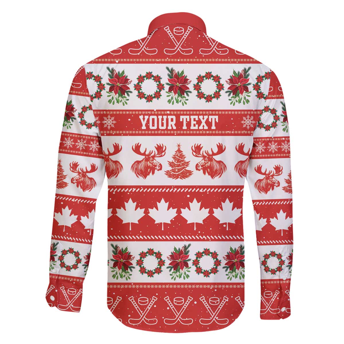 Personalised Canada Christmas Family Matching Off The Shoulder Long Sleeve Dress and Hawaiian Shirt Canadian Moose Maple Leaf Seamless Style - Wonder Print Shop