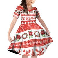 Personalised Canada Christmas Family Matching Off Shoulder Short Dress and Hawaiian Shirt Canadian Moose Maple Leaf Seamless Style - Wonder Print Shop
