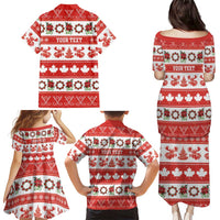 Personalised Canada Christmas Family Matching Puletasi and Hawaiian Shirt Canadian Moose Maple Leaf Seamless Style - Wonder Print Shop