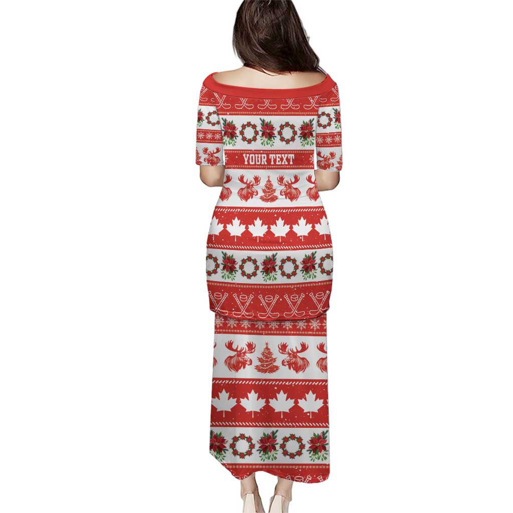 Personalised Canada Christmas Family Matching Puletasi and Hawaiian Shirt Canadian Moose Maple Leaf Seamless Style - Wonder Print Shop