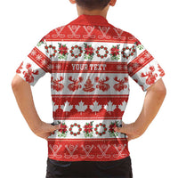 Personalised Canada Christmas Family Matching Summer Maxi Dress and Hawaiian Shirt Canadian Moose Maple Leaf Seamless Style - Wonder Print Shop