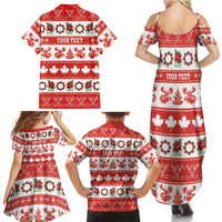 Personalised Canada Christmas Family Matching Summer Maxi Dress and Hawaiian Shirt Canadian Moose Maple Leaf Seamless Style - Wonder Print Shop