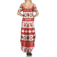 Personalised Canada Christmas Family Matching Summer Maxi Dress and Hawaiian Shirt Canadian Moose Maple Leaf Seamless Style - Wonder Print Shop