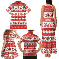 Personalised Canada Christmas Family Matching Tank Maxi Dress and Hawaiian Shirt Canadian Moose Maple Leaf Seamless Style - Wonder Print Shop