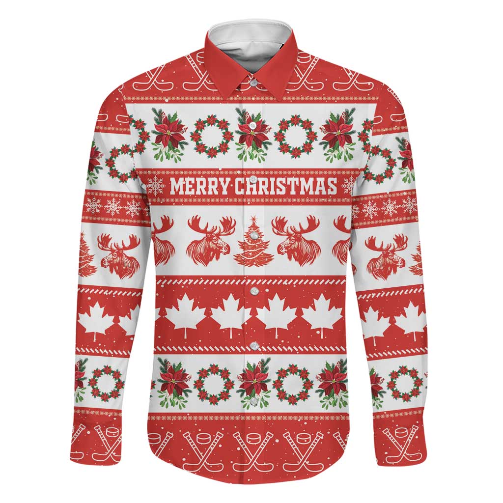 Personalised Canada Christmas Family Matching Tank Maxi Dress and Hawaiian Shirt Canadian Moose Maple Leaf Seamless Style - Wonder Print Shop