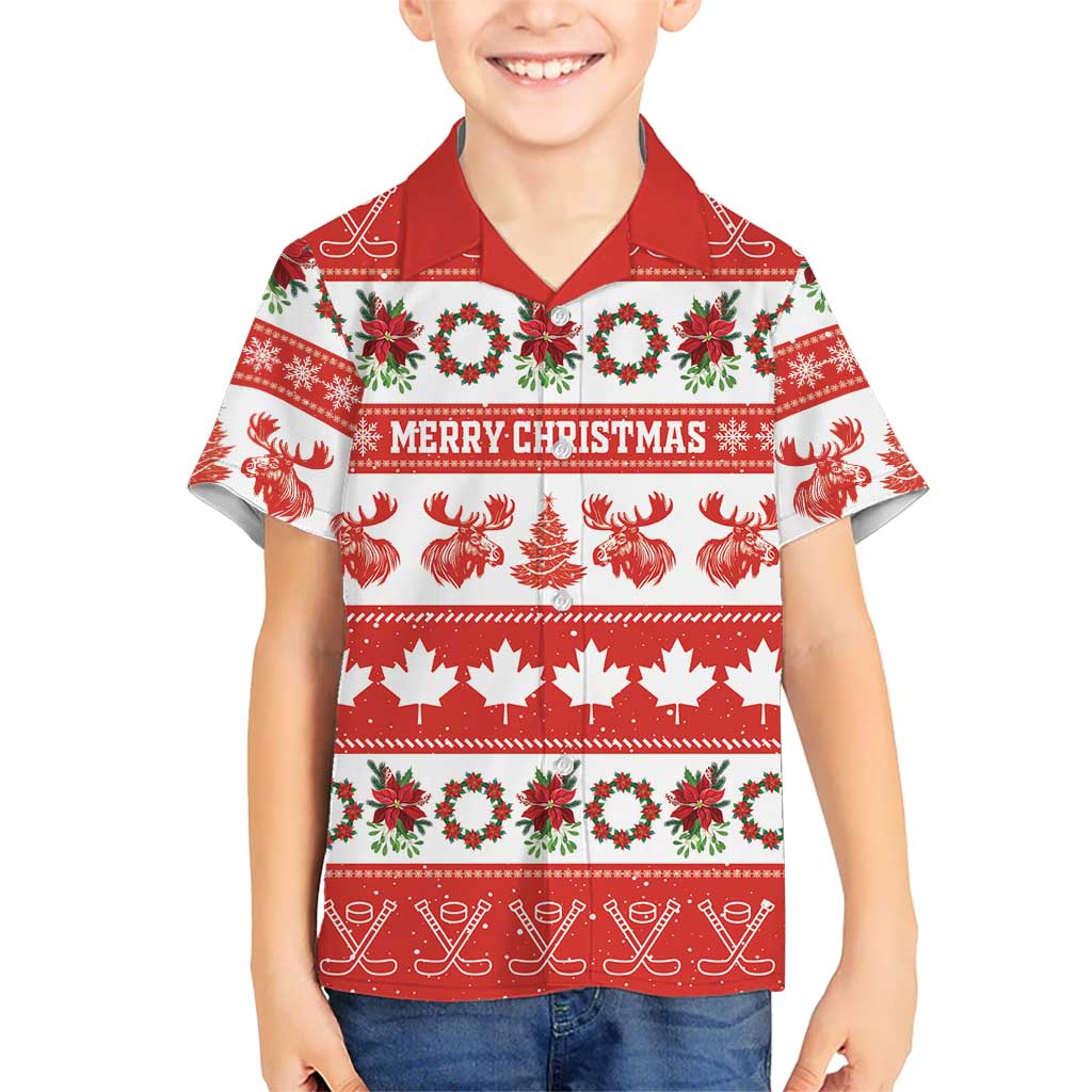 Personalised Canada Christmas Family Matching Tank Maxi Dress and Hawaiian Shirt Canadian Moose Maple Leaf Seamless Style - Wonder Print Shop