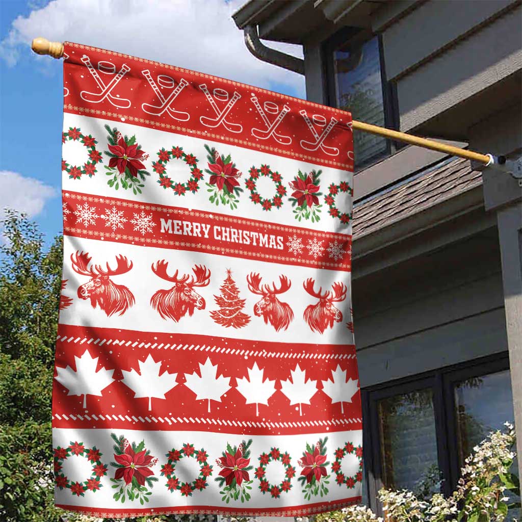 Canada Christmas Garden Flag Canadian Moose Maple Leaf Seamless Style - Wonder Print Shop