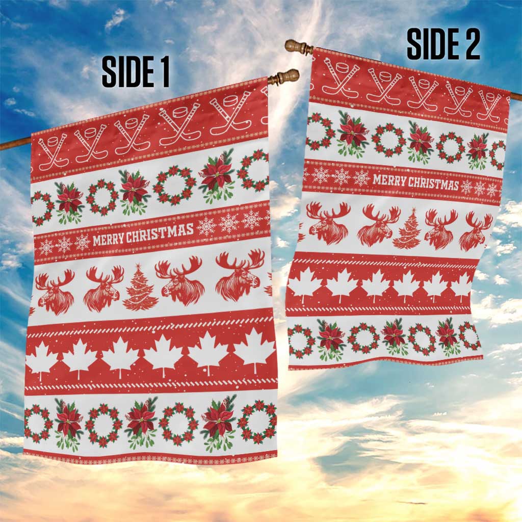 Canada Christmas Garden Flag Canadian Moose Maple Leaf Seamless Style - Wonder Print Shop