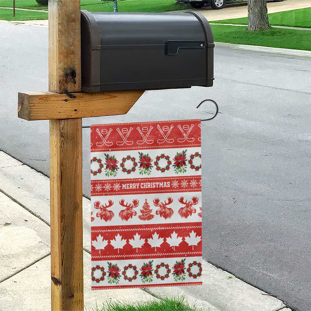 Canada Christmas Garden Flag Canadian Moose Maple Leaf Seamless Style - Wonder Print Shop