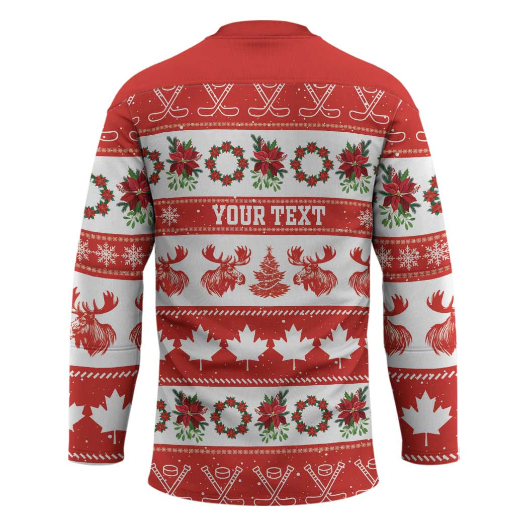 Personalised Canada Christmas Hockey Jersey Canadian Moose Maple Leaf Seamless Style - Wonder Print Shop