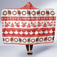 Canada Christmas Hooded Blanket Canadian Moose Maple Leaf Seamless Style - Wonder Print Shop