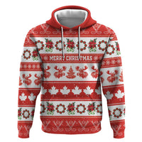 Personalised Canada Christmas Hoodie Canadian Moose Maple Leaf Seamless Style - Wonder Print Shop