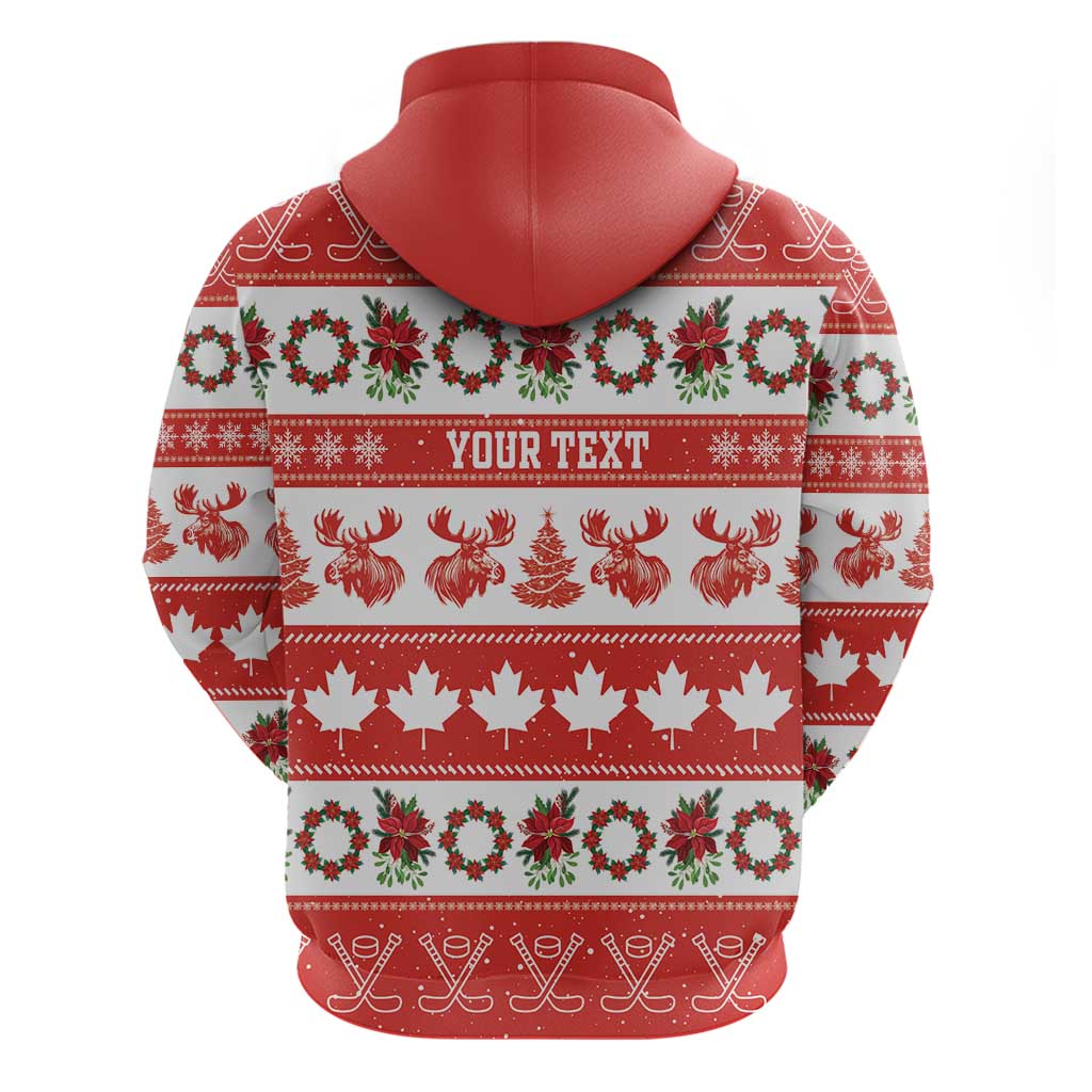 Personalised Canada Christmas Hoodie Canadian Moose Maple Leaf Seamless Style - Wonder Print Shop