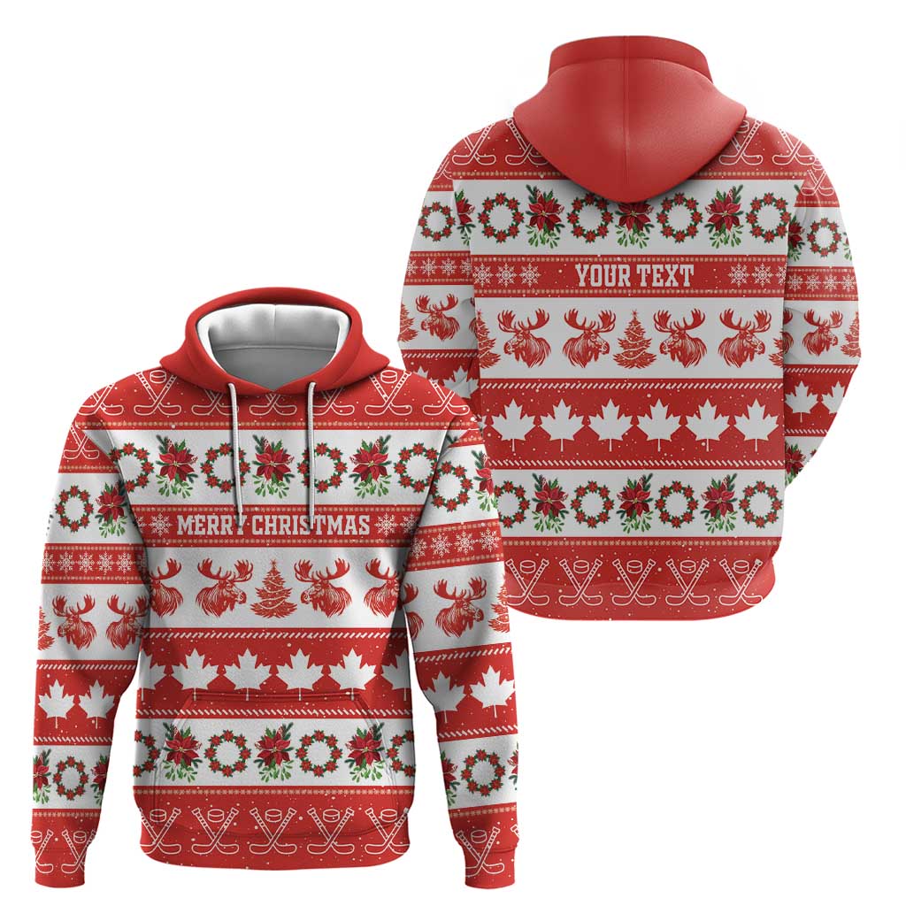 Personalised Canada Christmas Hoodie Canadian Moose Maple Leaf Seamless Style - Wonder Print Shop