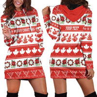 Personalised Canada Christmas Hoodie Dress Canadian Moose Maple Leaf Seamless Style - Wonder Print Shop