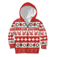 Personalised Canada Christmas Kid Hoodie Canadian Moose Maple Leaf Seamless Style - Wonder Print Shop