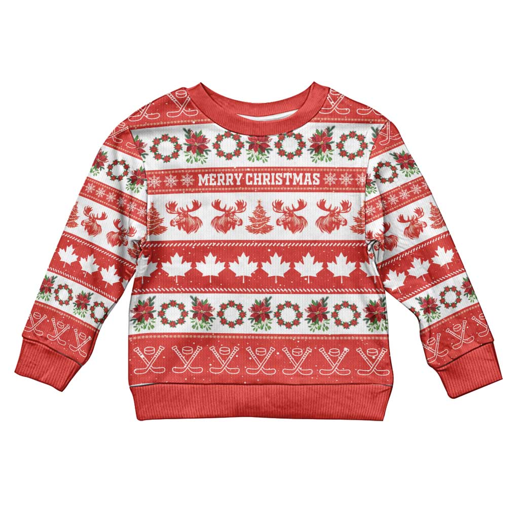 Personalised Canada Christmas Kid Ugly Christmas Sweater Canadian Moose Maple Leaf Seamless Style - Wonder Print Shop