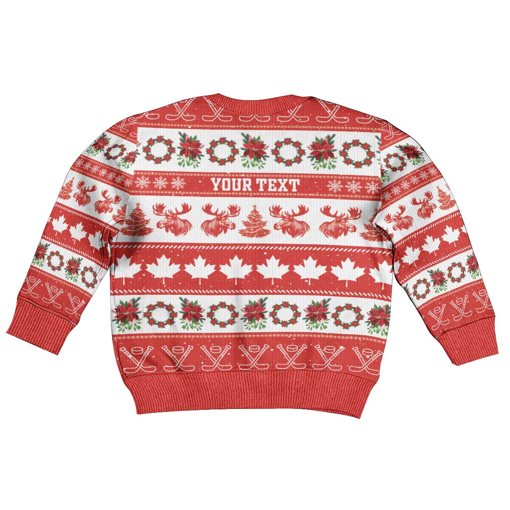 Personalised Canada Christmas Kid Ugly Christmas Sweater Canadian Moose Maple Leaf Seamless Style - Wonder Print Shop