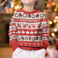 Personalised Canada Christmas Kid Ugly Christmas Sweater Canadian Moose Maple Leaf Seamless Style - Wonder Print Shop