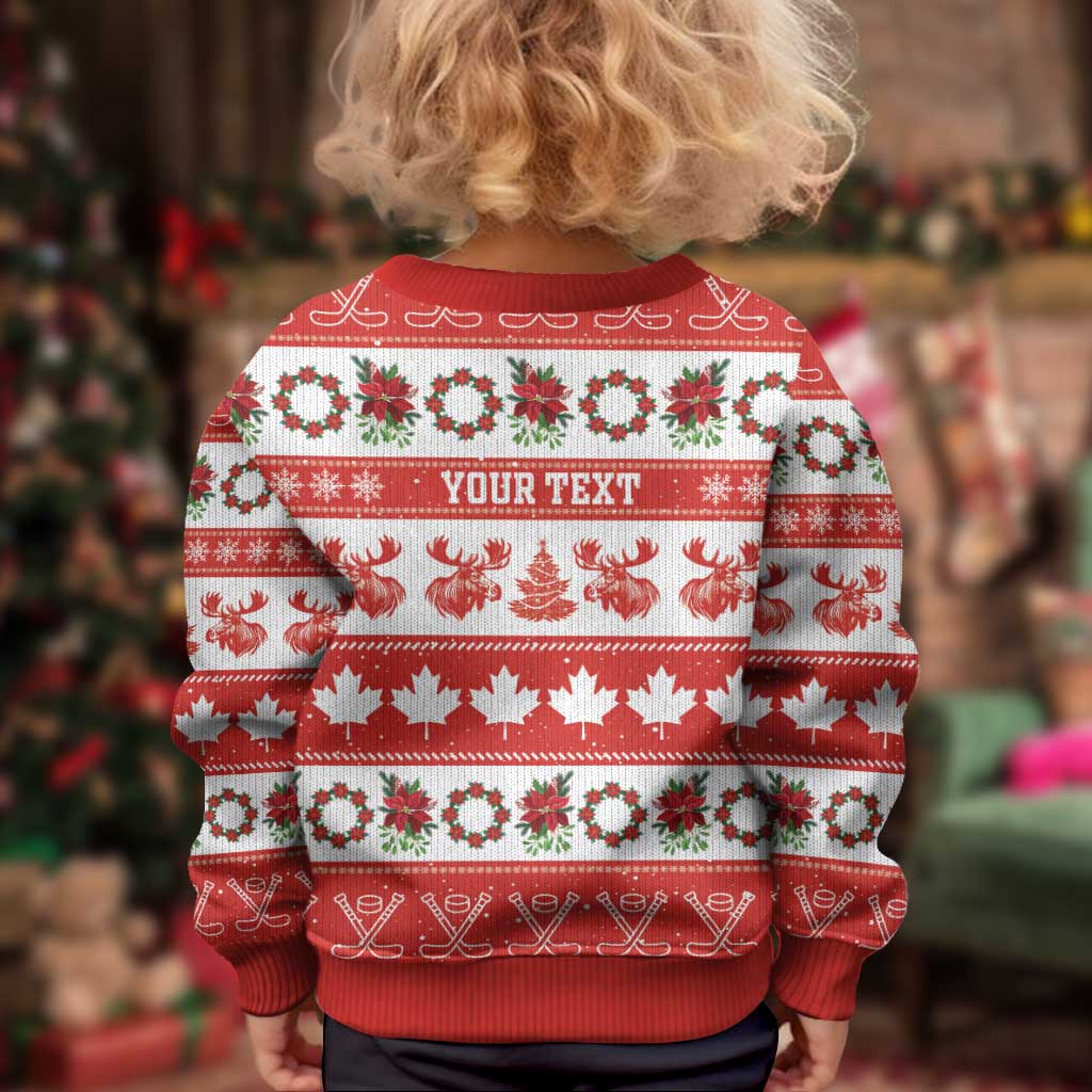 Personalised Canada Christmas Kid Ugly Christmas Sweater Canadian Moose Maple Leaf Seamless Style - Wonder Print Shop