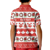 Personalised Canada Christmas Kid Polo Shirt Canadian Moose Maple Leaf Seamless Style - Wonder Print Shop