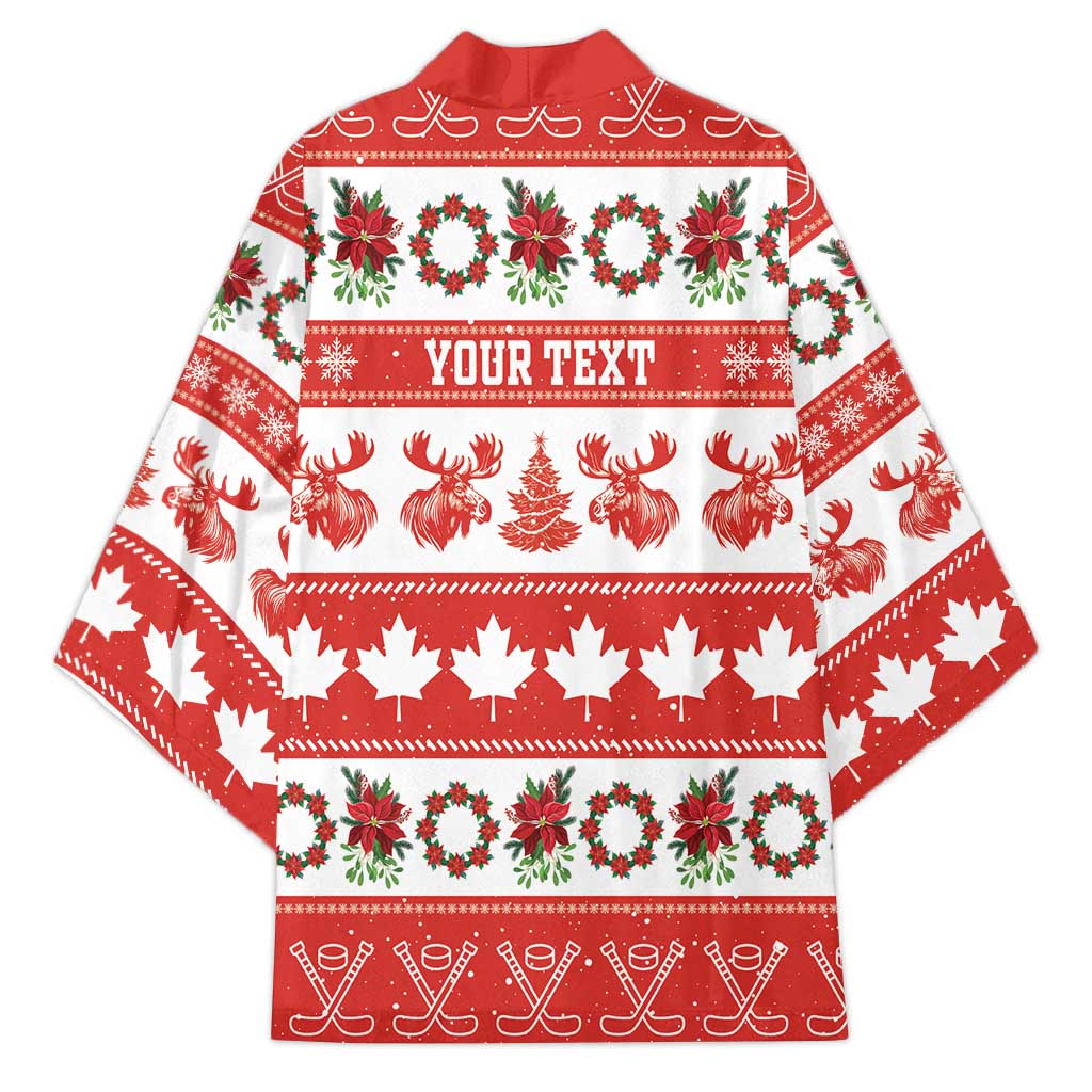 Personalised Canada Christmas Kimono Canadian Moose Maple Leaf Seamless Style - Wonder Print Shop