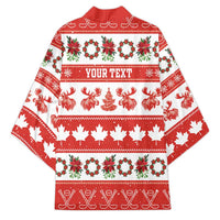 Personalised Canada Christmas Kimono Canadian Moose Maple Leaf Seamless Style - Wonder Print Shop