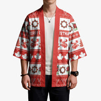 Personalised Canada Christmas Kimono Canadian Moose Maple Leaf Seamless Style - Wonder Print Shop