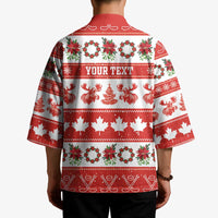 Personalised Canada Christmas Kimono Canadian Moose Maple Leaf Seamless Style - Wonder Print Shop