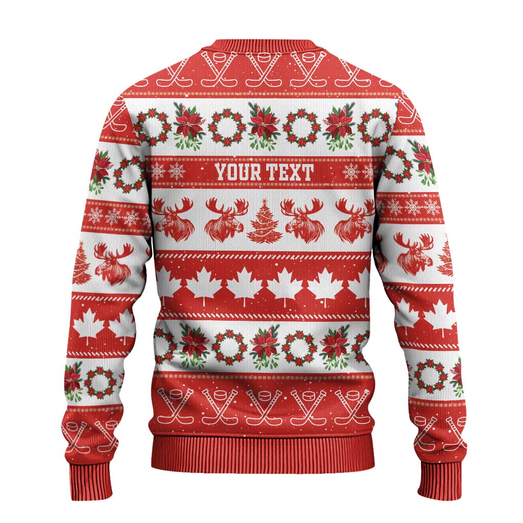 Personalised Canada Christmas Ugly Christmas Sweater Canadian Moose Maple Leaf Seamless Style - Wonder Print Shop