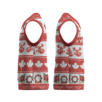 Personalised Canada Christmas Knitted V-Neck Vest Canadian Moose Maple Leaf Seamless Style - Wonder Print Shop