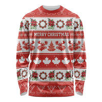 Personalised Canada Christmas Long Sleeve Shirt Canadian Moose Maple Leaf Seamless Style - Wonder Print Shop