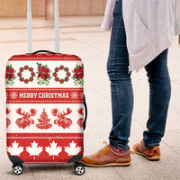 Canada Christmas Luggage Cover Canadian Moose Maple Leaf Seamless Style - Wonder Print Shop