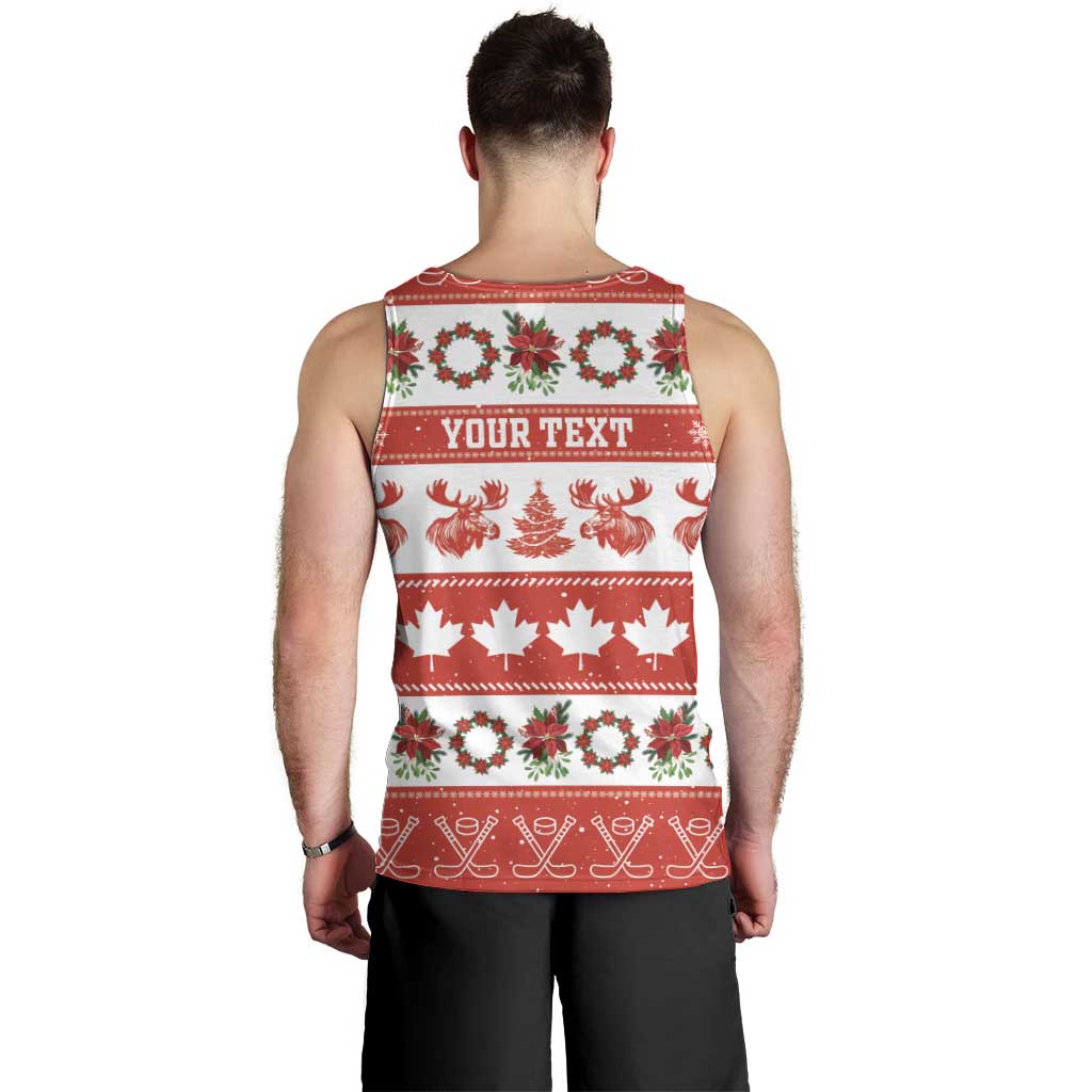 Personalised Canada Christmas Men Tank Top Canadian Moose Maple Leaf Seamless Style - Wonder Print Shop