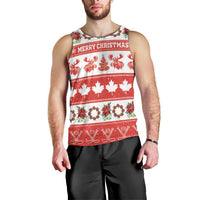 Personalised Canada Christmas Men Tank Top Canadian Moose Maple Leaf Seamless Style - Wonder Print Shop