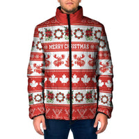 Personalised Canada Christmas Padded Jacket Canadian Moose Maple Leaf Seamless Style - Wonder Print Shop