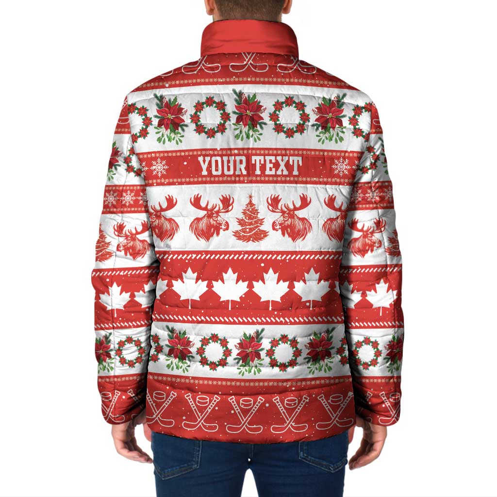 Personalised Canada Christmas Padded Jacket Canadian Moose Maple Leaf Seamless Style - Wonder Print Shop