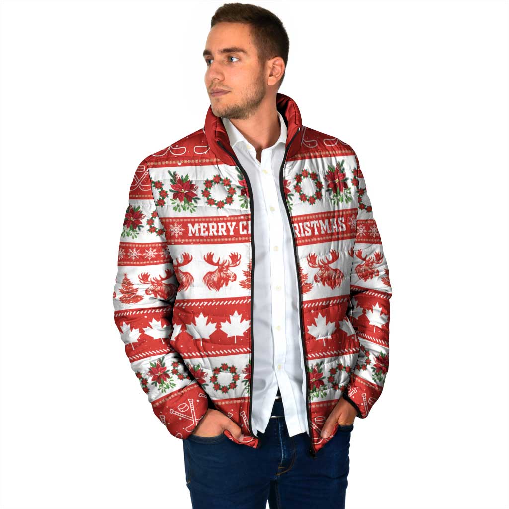 Personalised Canada Christmas Padded Jacket Canadian Moose Maple Leaf Seamless Style - Wonder Print Shop