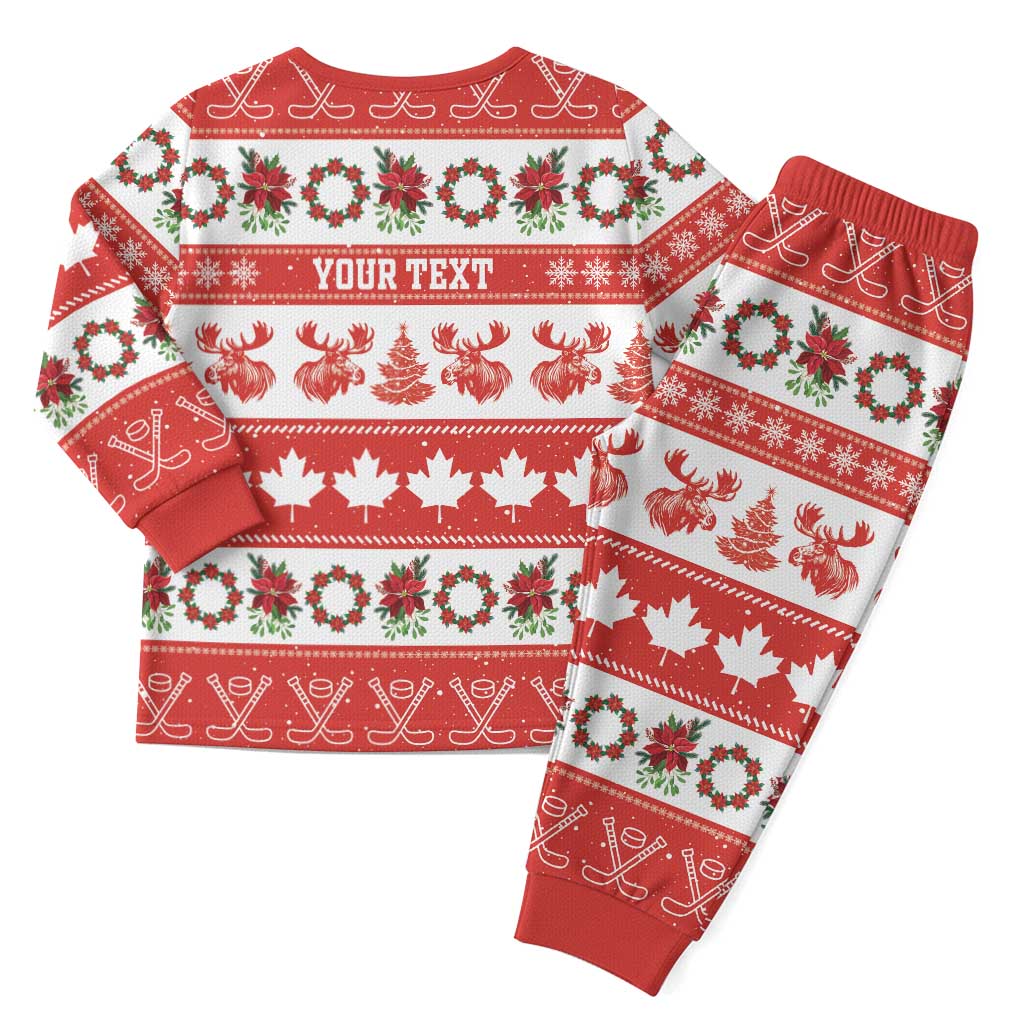 Personalised Canada Christmas Pajama Set Canadian Moose Maple Leaf Seamless Style - Wonder Print Shop