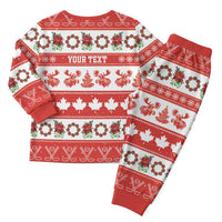 Personalised Canada Christmas Pajama Set Canadian Moose Maple Leaf Seamless Style - Wonder Print Shop