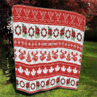 Canada Christmas Quilt Canadian Moose Maple Leaf Seamless Style - Wonder Print Shop