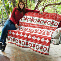 Canada Christmas Quilt Canadian Moose Maple Leaf Seamless Style - Wonder Print Shop