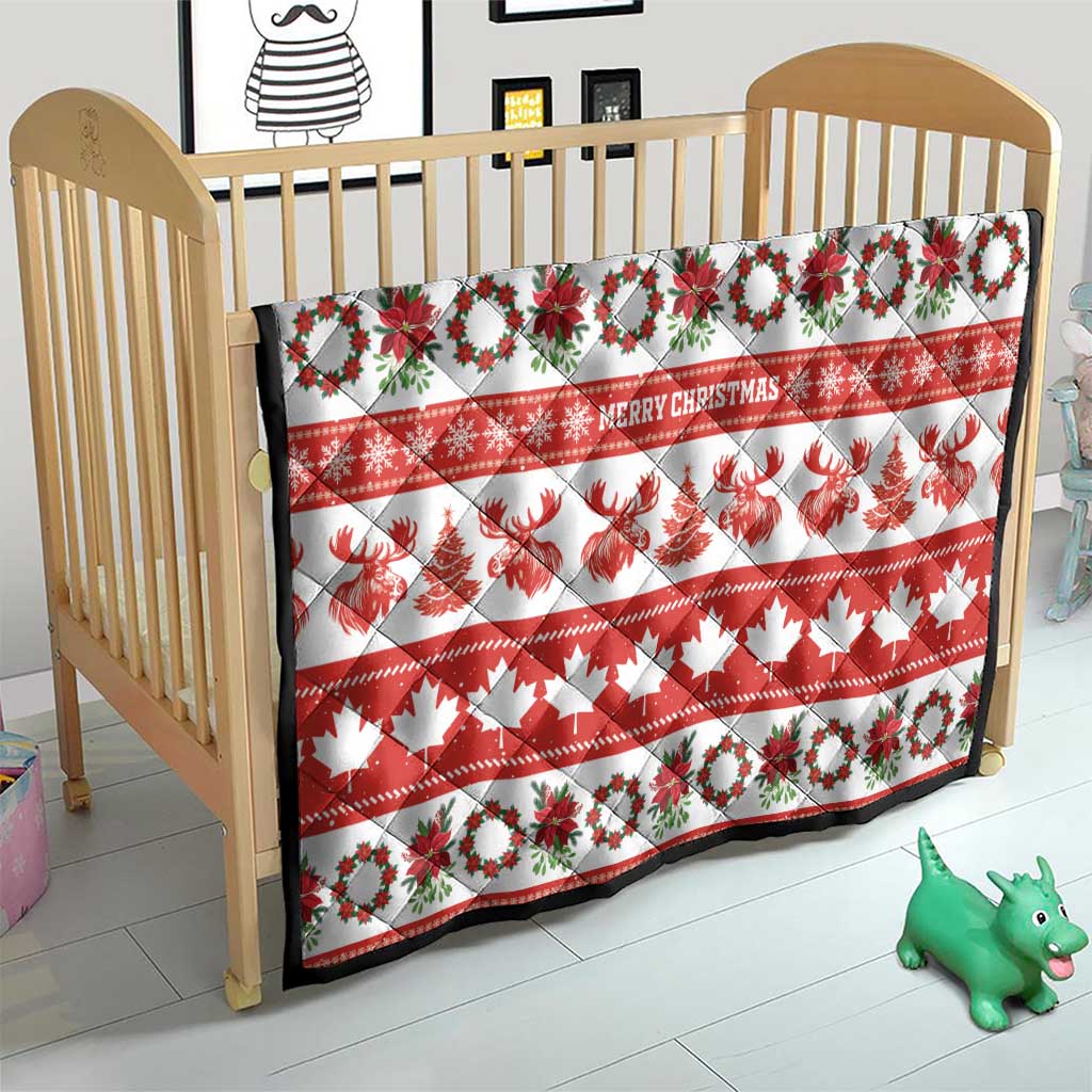 Canada Christmas Quilt Canadian Moose Maple Leaf Seamless Style - Wonder Print Shop