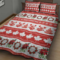 Canada Christmas Quilt Bed Set Canadian Moose Maple Leaf Seamless Style - Wonder Print Shop