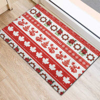 Canada Christmas Rubber Doormat Canadian Moose Maple Leaf Seamless Style - Wonder Print Shop