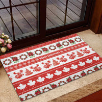Canada Christmas Rubber Doormat Canadian Moose Maple Leaf Seamless Style - Wonder Print Shop