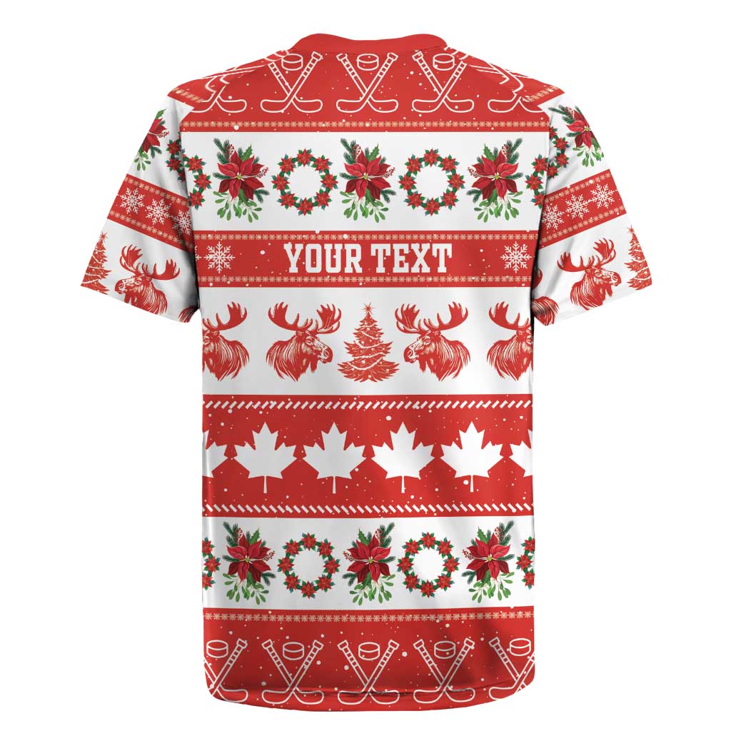 Personalised Canada Christmas Rugby Jersey Canadian Moose Maple Leaf Seamless Style - Wonder Print Shop