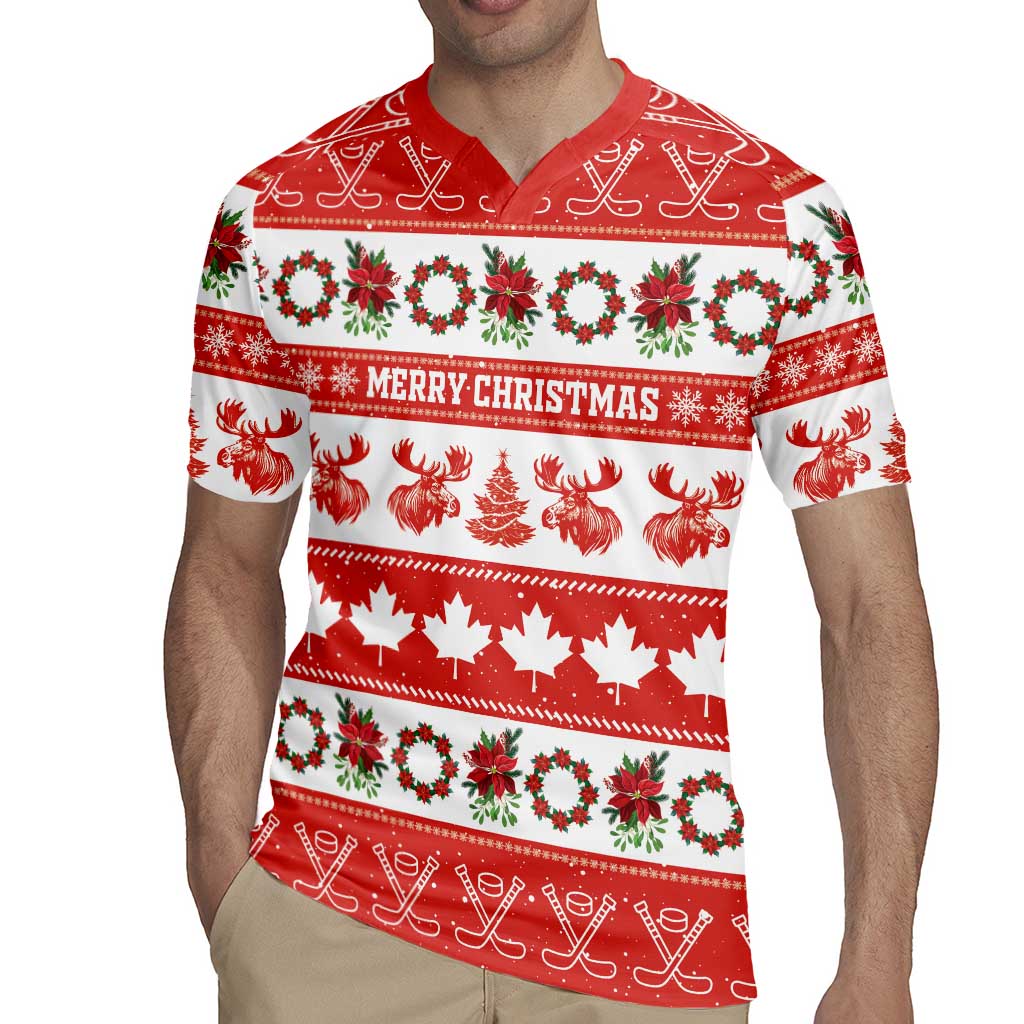 Personalised Canada Christmas Rugby Jersey Canadian Moose Maple Leaf Seamless Style - Wonder Print Shop